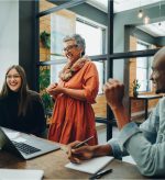 Woman smiling in meeting